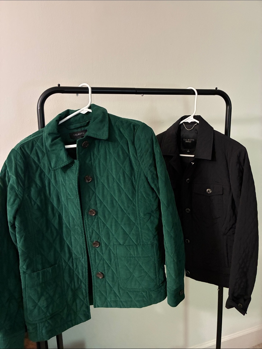 Talbots Quilted Jacket in Dark Green with Black Jacket Pairing
